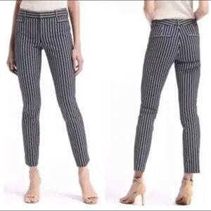 NWOT Banana Republic Sloan Striped Pants Women's Mid Rise Blue/White Size 14